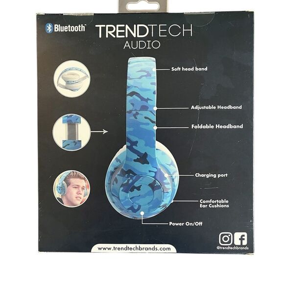 TrendTech Audio Blue Camouflage Headphones - Picture 2 of 2